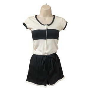 Vintage 70’s Mr. Topper of California  Black and White Romper size small